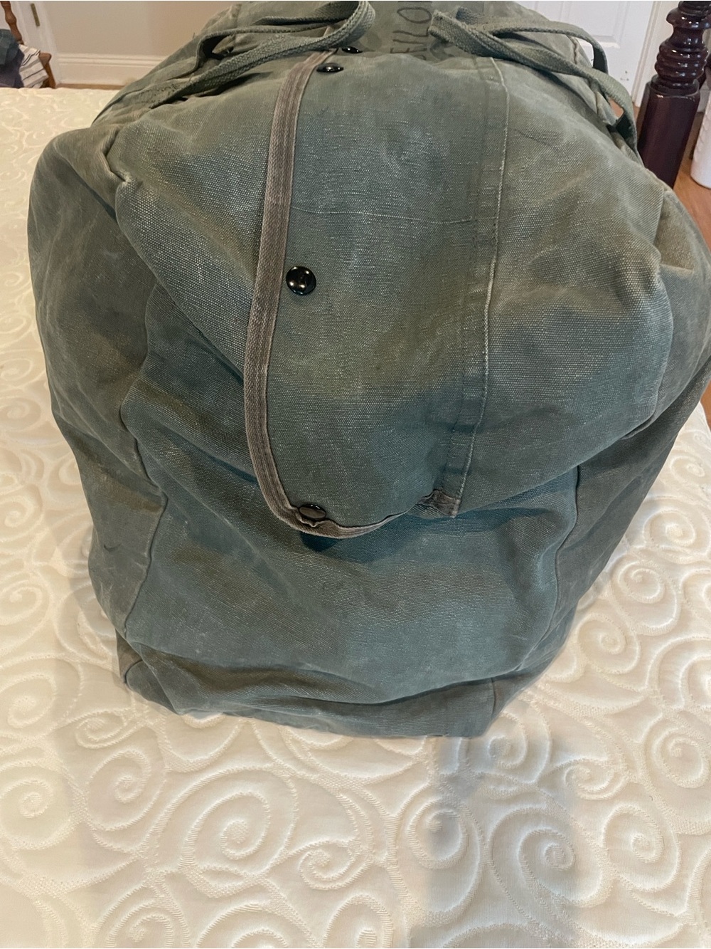 Vintage flyers kit mobility bag US military pilot Canvas Duffle Bag Olive Green - Picture 8 of 12